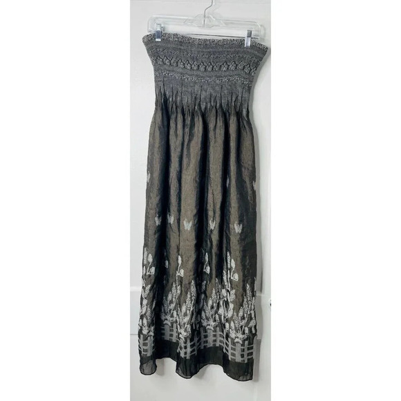 Strapless Maxi Dress OS Boho Hippie Y2K Fairycore Cottagecore Smock Festival Art - Picture 1 of 12